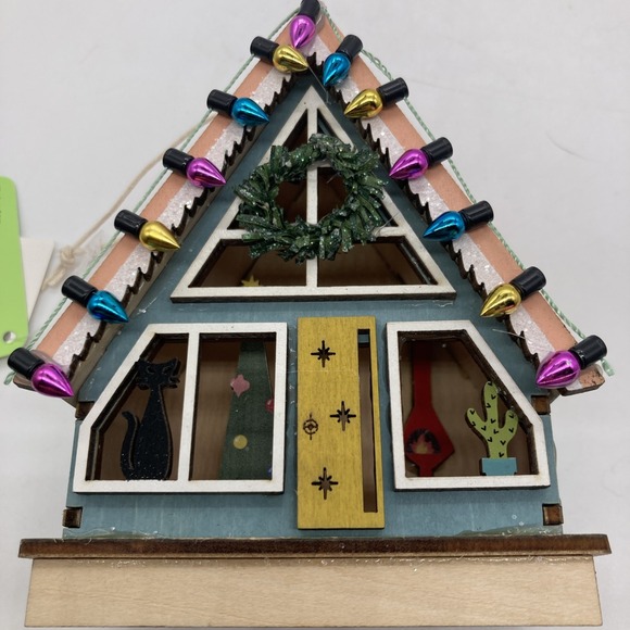 Mid Century Modern A-Frame House Lasercut Wood Christmas Ornament NEW MCM - Picture 5 of 5